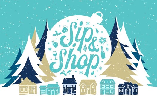 Holiday Sip and Shop sign