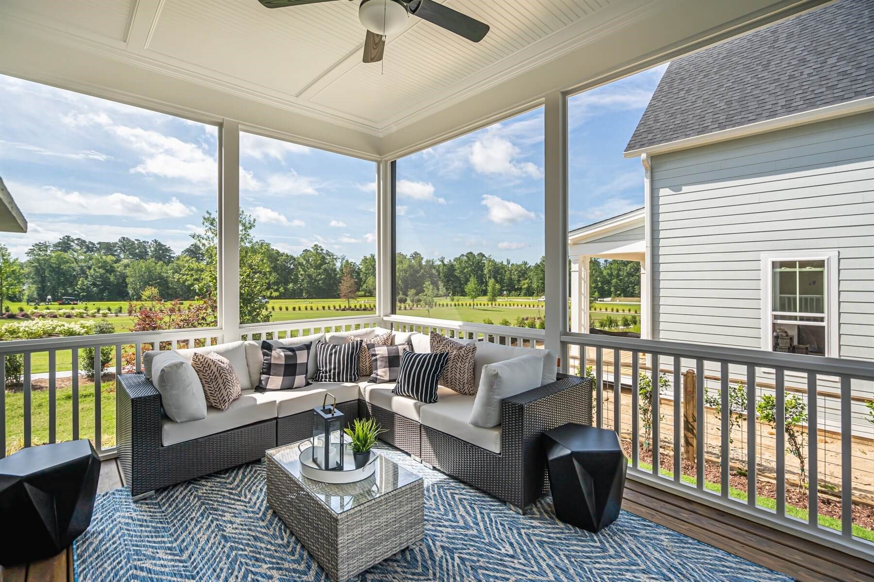 Outdoor living space in the Grayson model home
