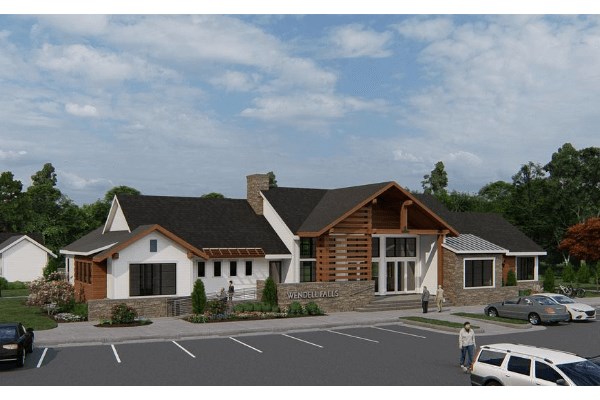 Rendering of clubhouse of Encore by David Weekley in Wendell Falls