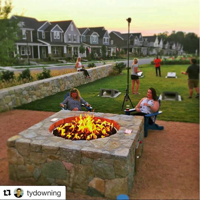 people around a fire pit