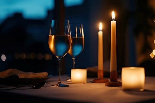 Wine glasses and candles