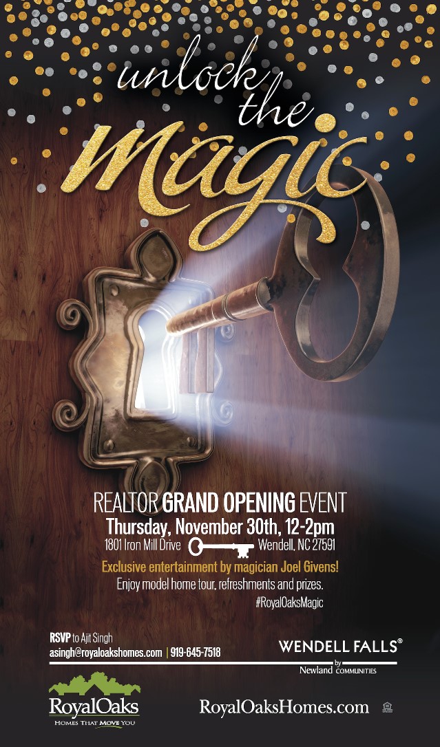 Unlock The Magic: Introducing Royal Oaks Homes to Wendell Falls invite flyer