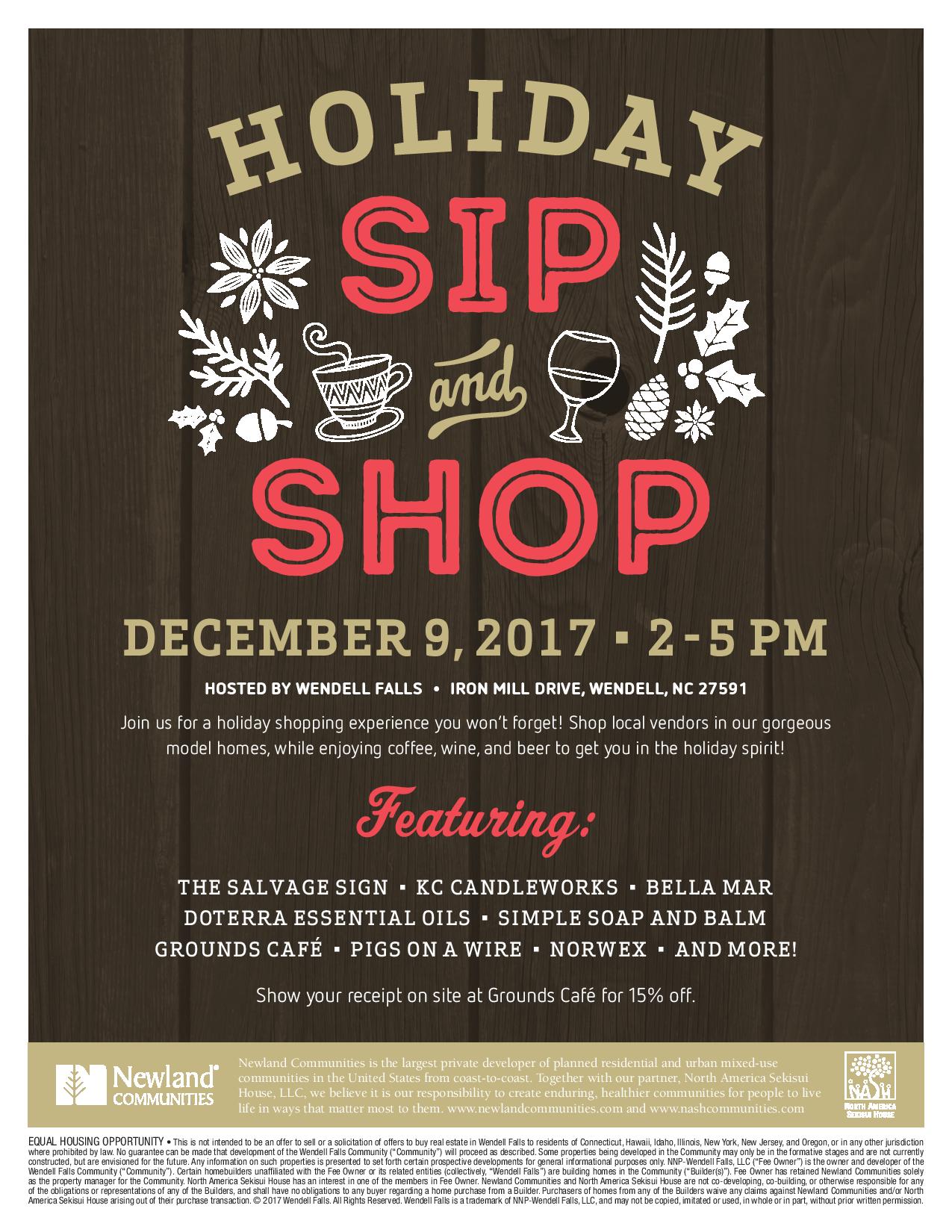Holiday Sip and Shop Flyer