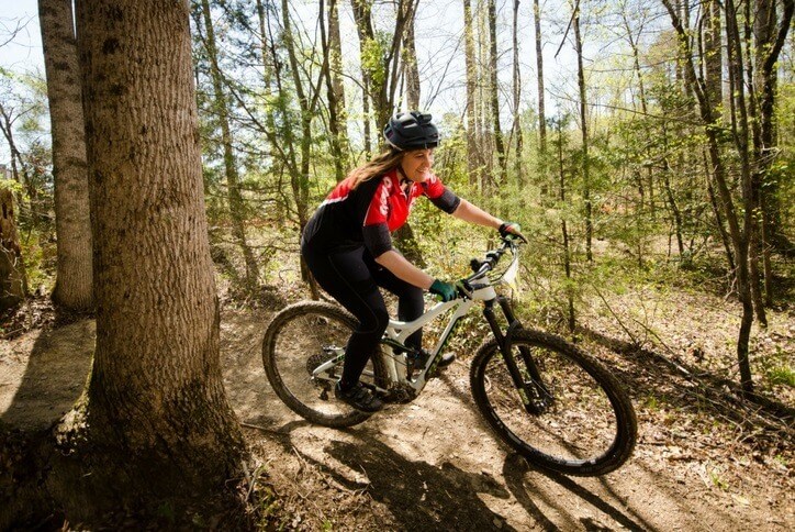 Mountain biker enjoying trails at Wendell Falls