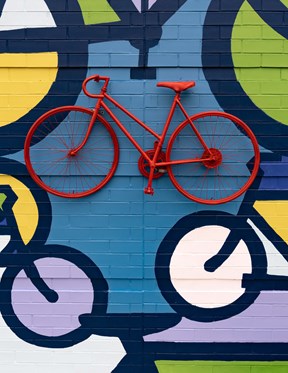 Bicycle Mural wall near Wendell Falls