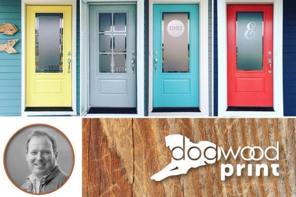 Dogwood print collage of doors