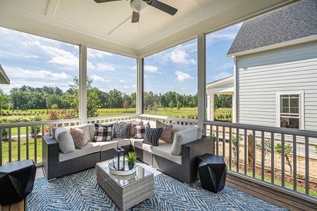 Outdoor living space in Grayson model
