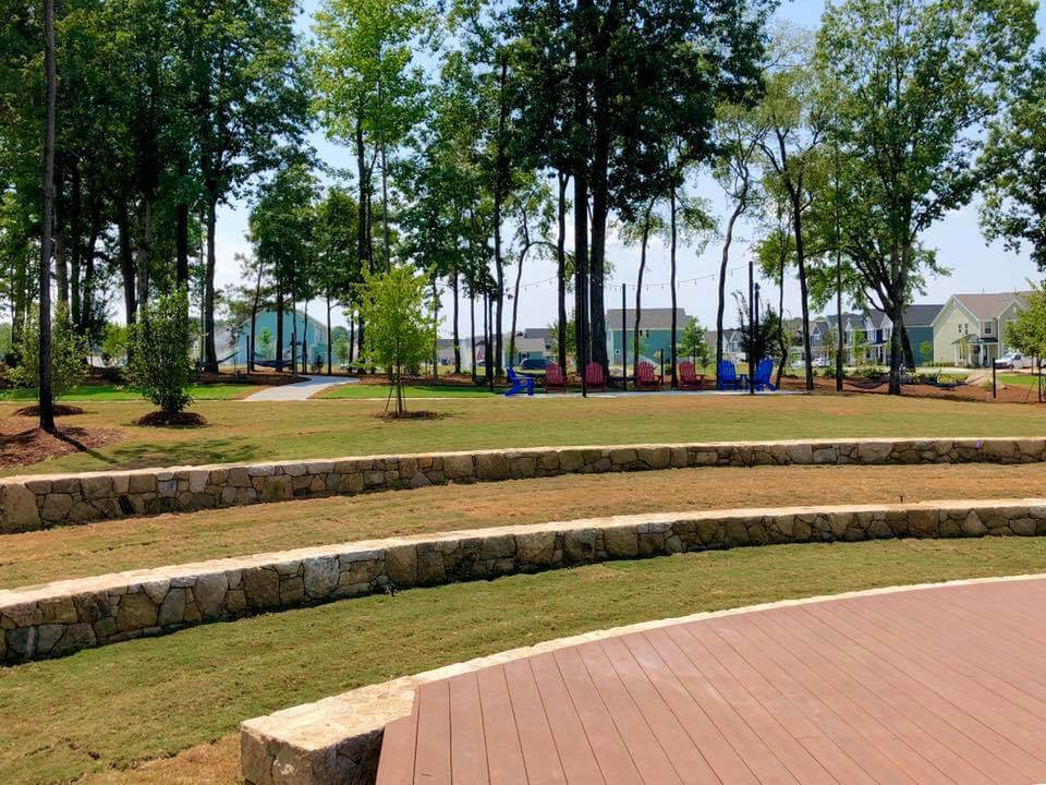 Terraced seating area at The Grove