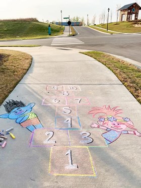 Sidewalk hopscotch chalk
