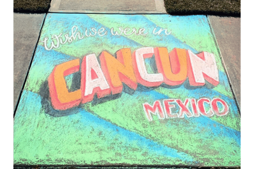 Chalk art postcard sign