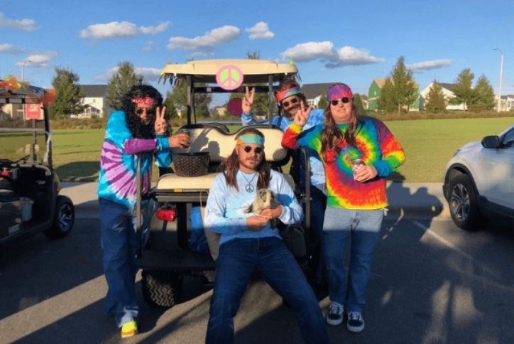 Residents dress up for the Golf Cart Parade at Wendell Falls