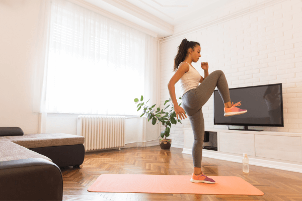 Practicing yoga at home