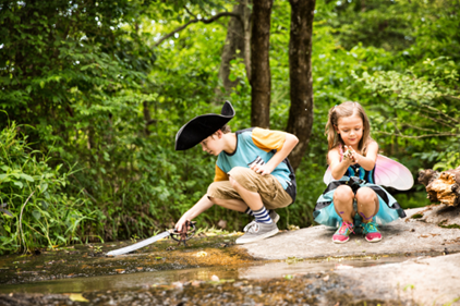 Kids playing in Rocky Falls Park near Wendell Falls