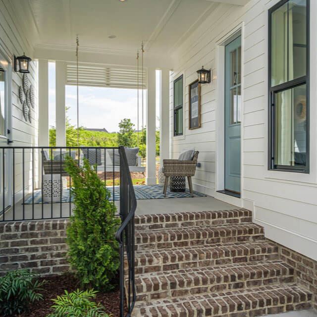 Front porch of model home in Wendell Falls