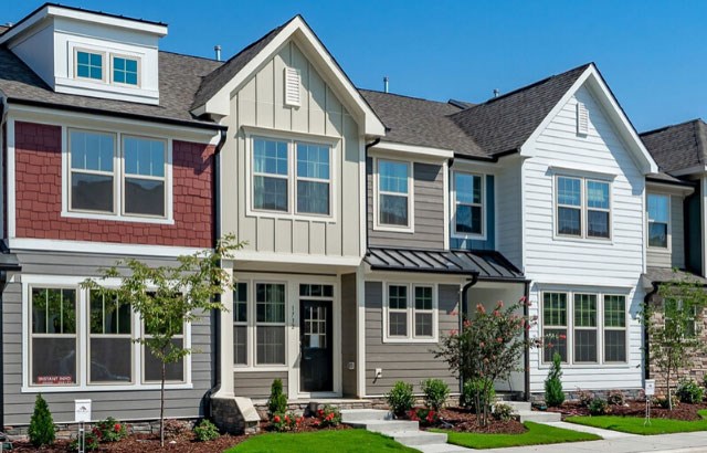 Row of townhomes in Wendell Falls.