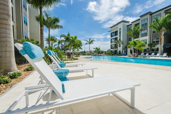 Brea community pool and lounge deck