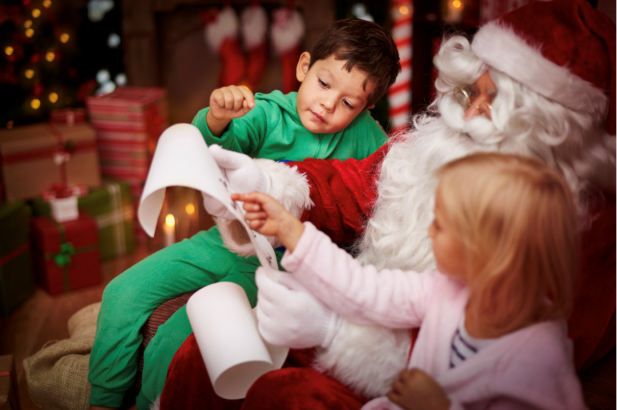 Santa reading with children