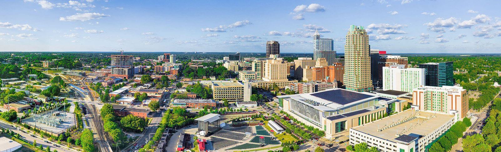 Aerial view of Downtown Raleigh NC.