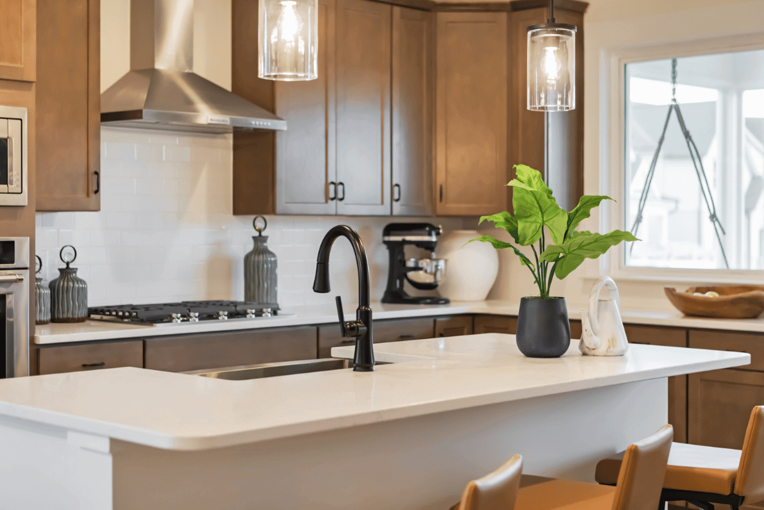 Kitchen area of Declan Model home in Wendell Falls