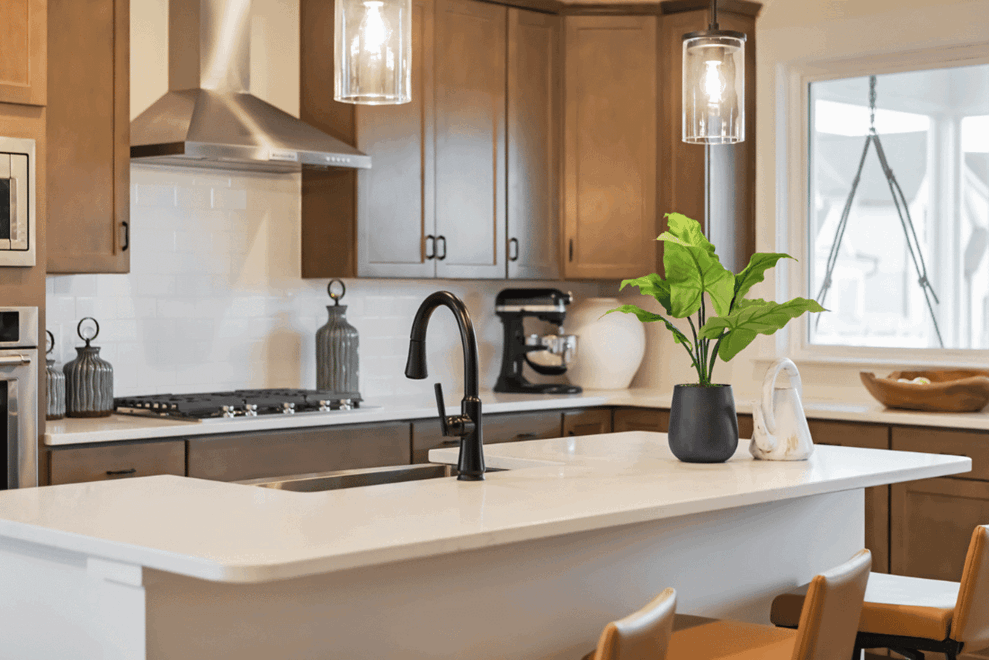 Kitchen area of Declan Model home in Wendell Falls