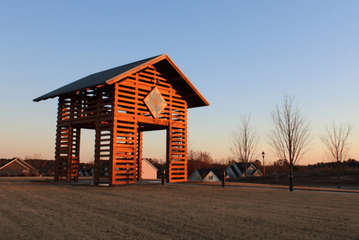 Wendell Falls Tobacco Barn at sunset