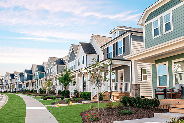 Wendell Falls community streetscape in Wendell, North Carolina