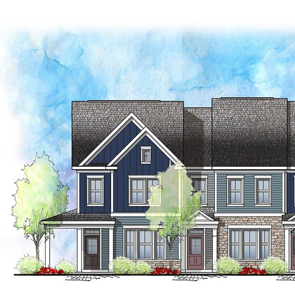 Wendell Falls community townhomes rendering by Brookfield Residential in Wendell, North Carolina