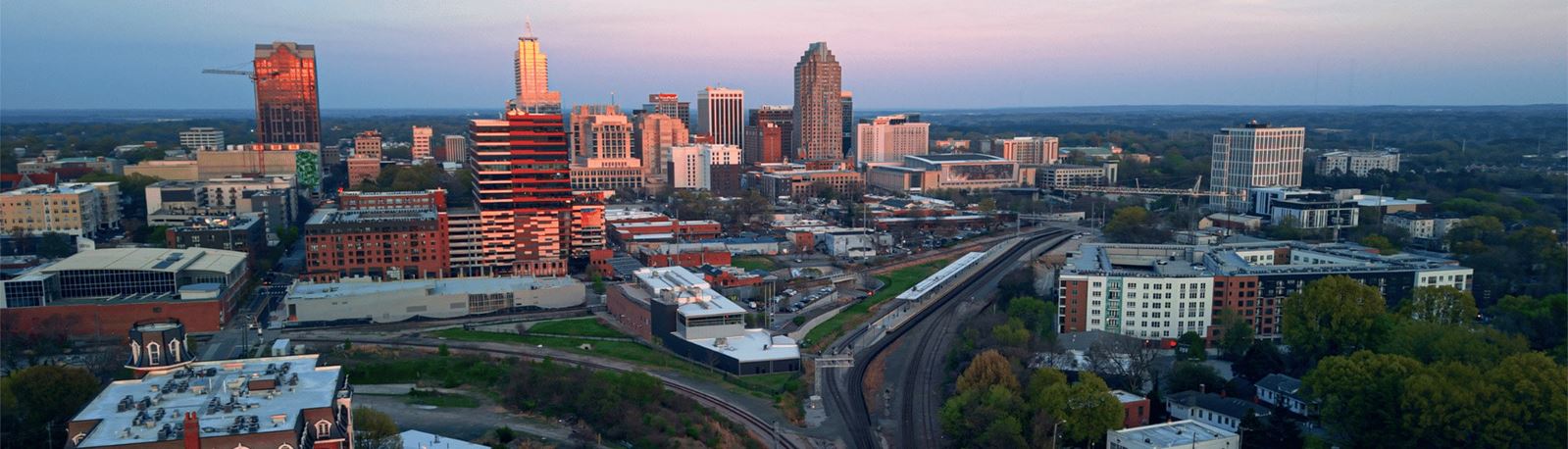 Aerial view of Downtown Raleigh NC.